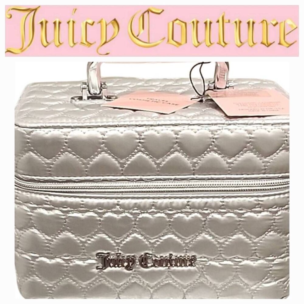 Juicy Couture Metallic Heart Quilted  Travel Cosmetic Case